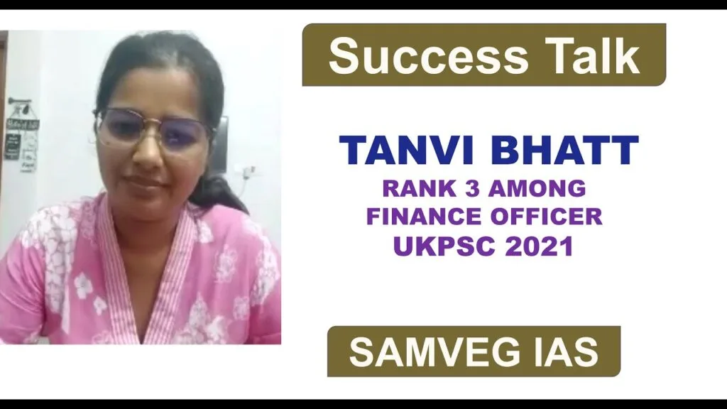Tanvi Bhatt Rank 3 Finance Officer, UKPSC 2021