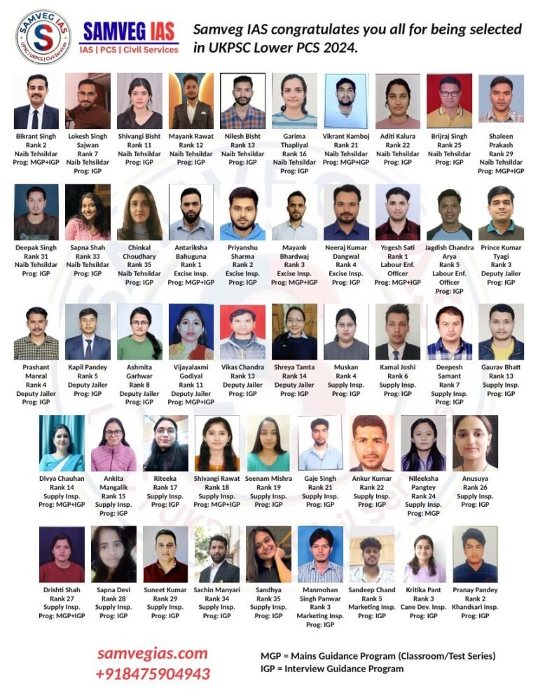 Samveg IAS Result UKPSC Lower PCS 2024 – all 48 selected candidates