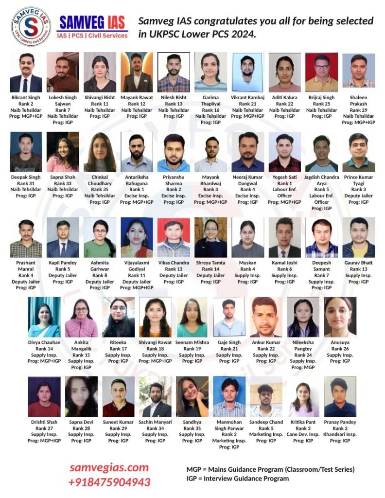 Samveg IAS Result UKPSC Lower PCS 2024